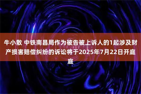 牛小散 中铁南昌局作为被告被上诉人的1起涉及财产损害赔偿纠纷的诉讼将于2025年7月22日开庭